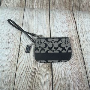 Coach Signature Logo Wristlet Black